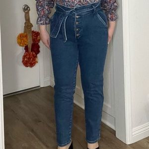 Sezane Haigh-waisted belted jeans